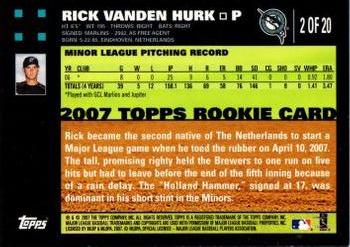 2007 Topps - Rookies #2 Rick Vanden Hurk Back