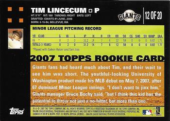 2007 Topps - Rookies #12 Tim Lincecum Back