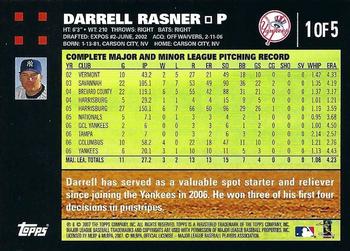 2007 Topps - New York Yankees #1 Darrell Rasner Back