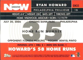 2007 Topps - Generation Now #GN35 Ryan Howard Back