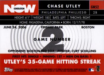 2007 Topps - Generation Now #GN52 Chase Utley Back