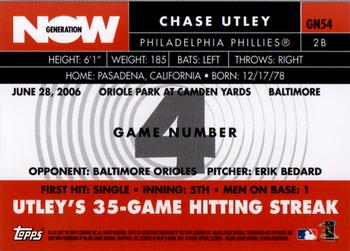 2007 Topps - Generation Now #GN54 Chase Utley Back