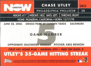 2007 Topps - Generation Now #GN55 Chase Utley Back