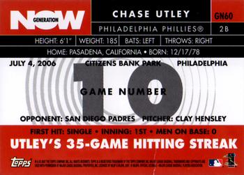 2007 Topps - Generation Now #GN60 Chase Utley Back