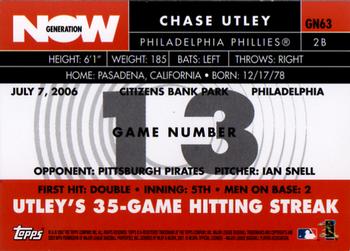 2007 Topps - Generation Now #GN63 Chase Utley Back