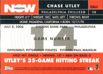 2007 Topps - Generation Now #GN64 Chase Utley Back