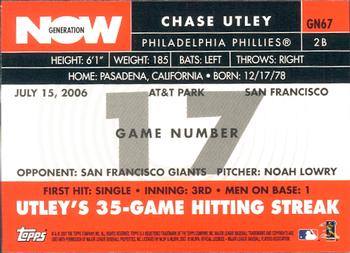 2007 Topps - Generation Now #GN67 Chase Utley Back