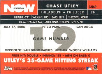 2007 Topps - Generation Now #GN69 Chase Utley Back