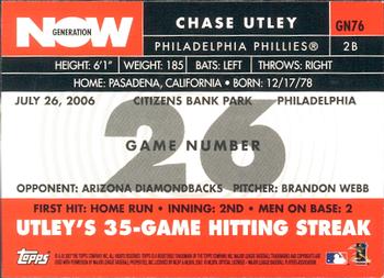 2007 Topps - Generation Now #GN76 Chase Utley Back