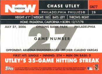 2007 Topps - Generation Now #GN77 Chase Utley Back