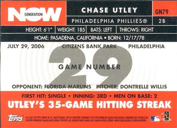 2007 Topps - Generation Now #GN79 Chase Utley Back