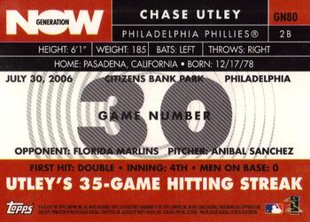 2007 Topps - Generation Now #GN80 Chase Utley Back