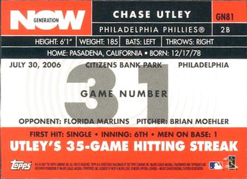 2007 Topps - Generation Now #GN81 Chase Utley Back