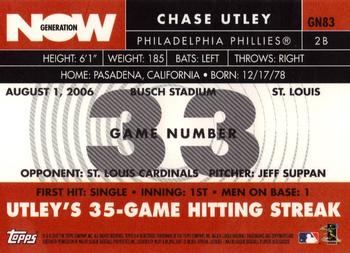2007 Topps - Generation Now #GN83 Chase Utley Back