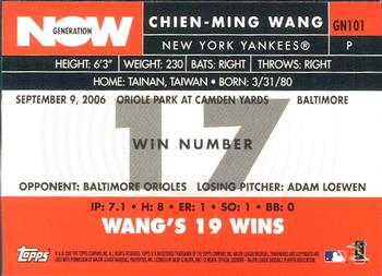 2007 Topps - Generation Now #GN101 Chien-Ming Wang Back
