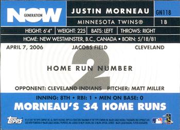 2007 Topps - Generation Now #GN118 Justin Morneau Back