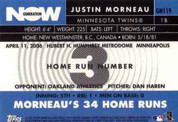 2007 Topps - Generation Now #GN119 Justin Morneau Back