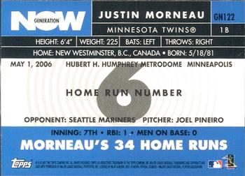 2007 Topps - Generation Now #GN122 Justin Morneau Back