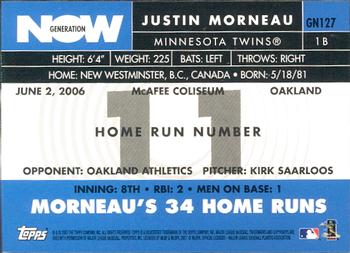 2007 Topps - Generation Now #GN127 Justin Morneau Back