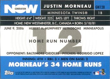 2007 Topps - Generation Now #GN128 Justin Morneau Back