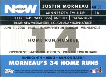 2007 Topps - Generation Now #GN130 Justin Morneau Back