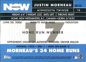 2007 Topps - Generation Now #GN133 Justin Morneau Back
