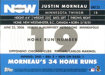 2007 Topps - Generation Now #GN135 Justin Morneau Back