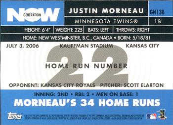 2007 Topps - Generation Now #GN138 Justin Morneau Back