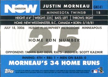 2007 Topps - Generation Now #GN141 Justin Morneau Back