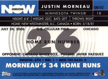 2007 Topps - Generation Now #GN142 Justin Morneau Back