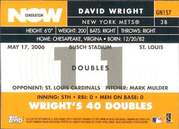 2007 Topps - Generation Now #GN157 David Wright Back