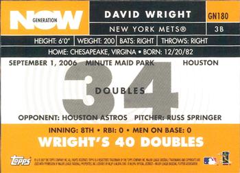 2007 Topps - Generation Now #GN180 David Wright Back
