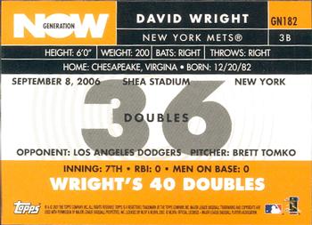 2007 Topps - Generation Now #GN182 David Wright Back