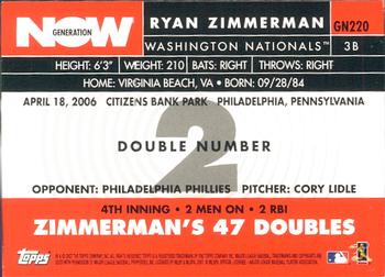 2007 Topps - Generation Now #GN220 Ryan Zimmerman Back