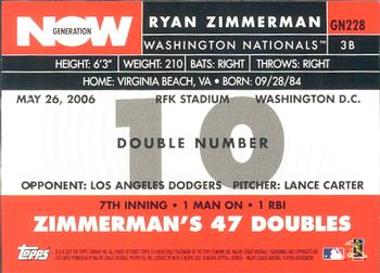 2007 Topps - Generation Now #GN228 Ryan Zimmerman Back
