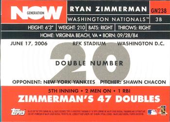 2007 Topps - Generation Now #GN238 Ryan Zimmerman Back