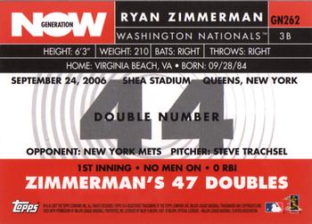 2007 Topps - Generation Now #GN262 Ryan Zimmerman Back