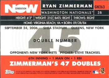 2007 Topps - Generation Now #GN263 Ryan Zimmerman Back