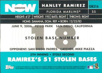 2007 Topps - Generation Now #GN316 Hanley Ramirez Back