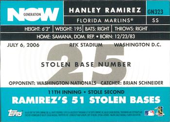 2007 Topps - Generation Now #GN323 Hanley Ramirez Back