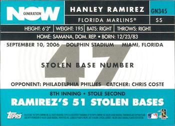2007 Topps - Generation Now #GN345 Hanley Ramirez Back