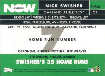 2007 Topps - Generation Now #GN366 Nick Swisher Back