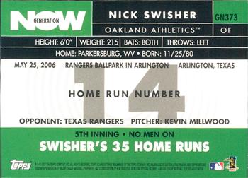 2007 Topps - Generation Now #GN373 Nick Swisher Back