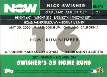 2007 Topps - Generation Now #GN375 Nick Swisher Back