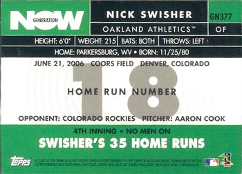2007 Topps - Generation Now #GN377 Nick Swisher Back