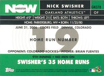 2007 Topps - Generation Now #GN378 Nick Swisher Back