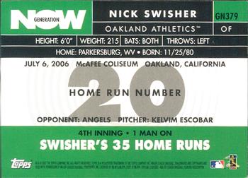 2007 Topps - Generation Now #GN379 Nick Swisher Back