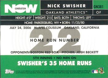 2007 Topps - Generation Now #GN381 Nick Swisher Back