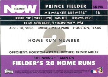 2007 Topps - Generation Now #GN398 Prince Fielder Back