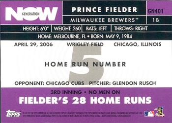 2007 Topps - Generation Now #GN401 Prince Fielder Back